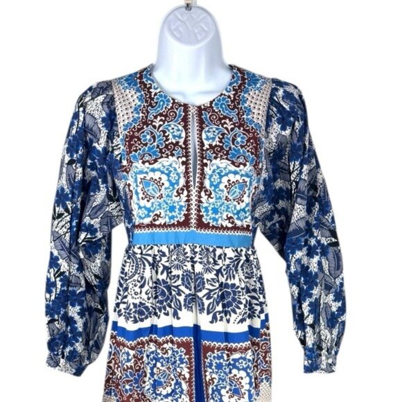 Weekend Max Mara Ghiotto Floral Cotton Midi Dress Size 0 NWT – Long Sleeve - Picture 4 of 9